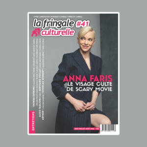 Magazine cover La Fringale Culturelle #41 with Anna Faris in a dark pinstripe suit and bold pink headline text.