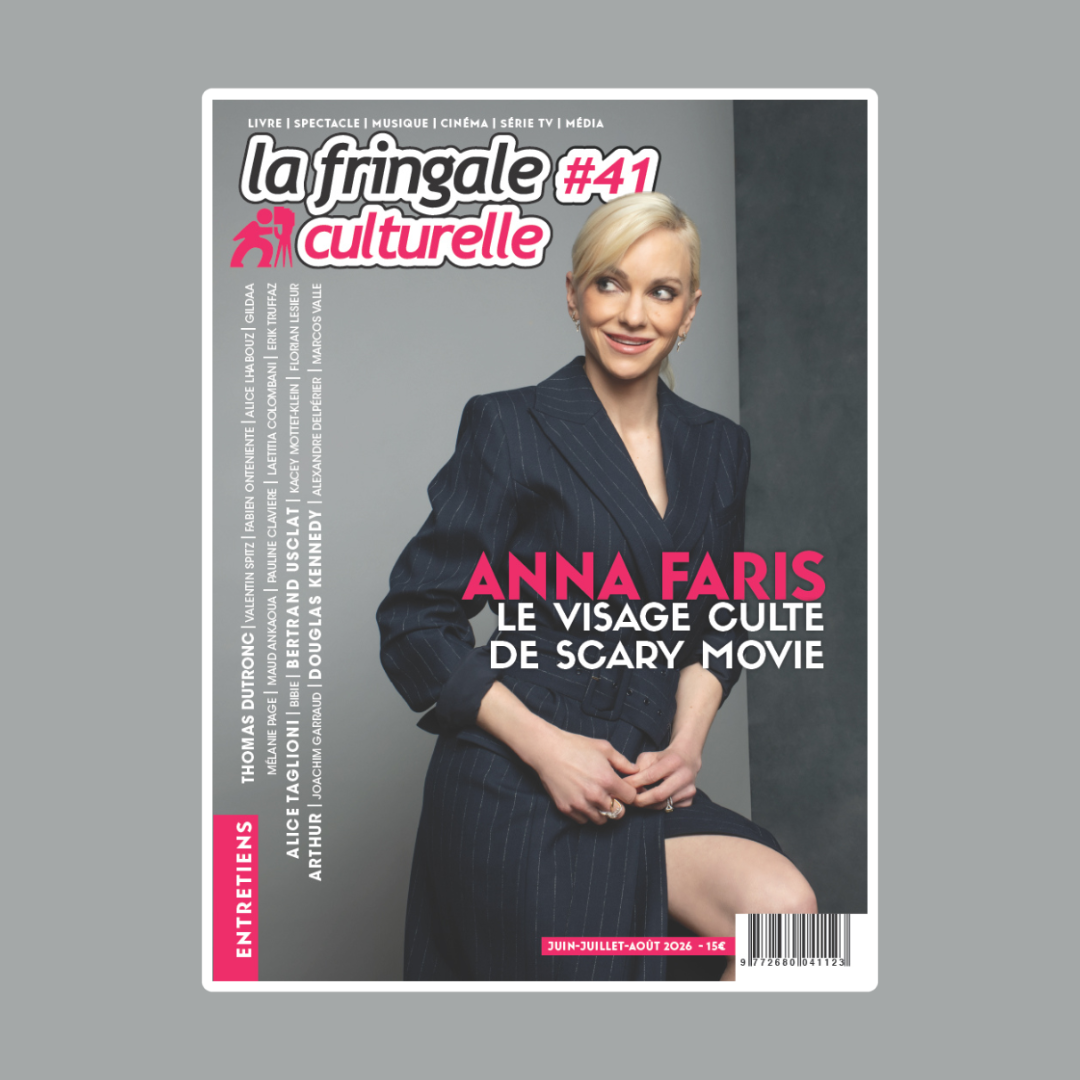 Magazine cover La Fringale Culturelle #41 with Anna Faris in a dark pinstripe suit and bold pink headline text.